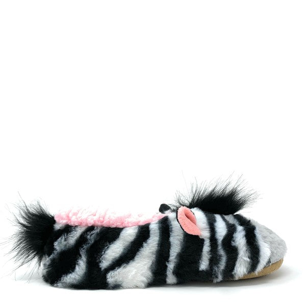 Zany Zebra Plush House Slippers