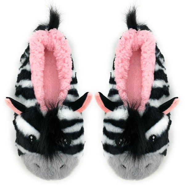 Zany Zebra Plush House Slippers