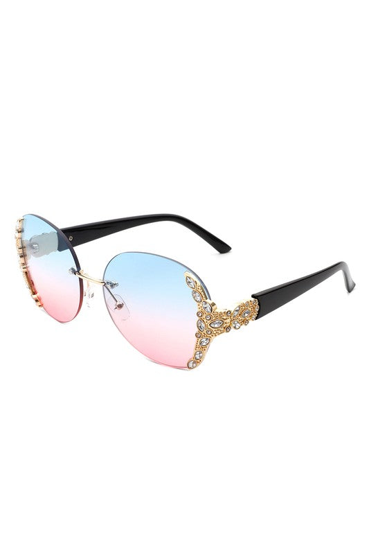 Rhinestone Round Oversized Sunglasses