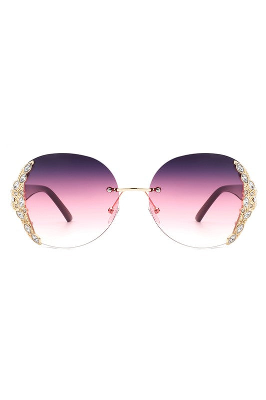 Rhinestone Round Oversized Sunglasses