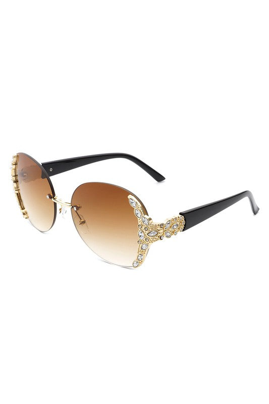 Rhinestone Round Oversized Sunglasses