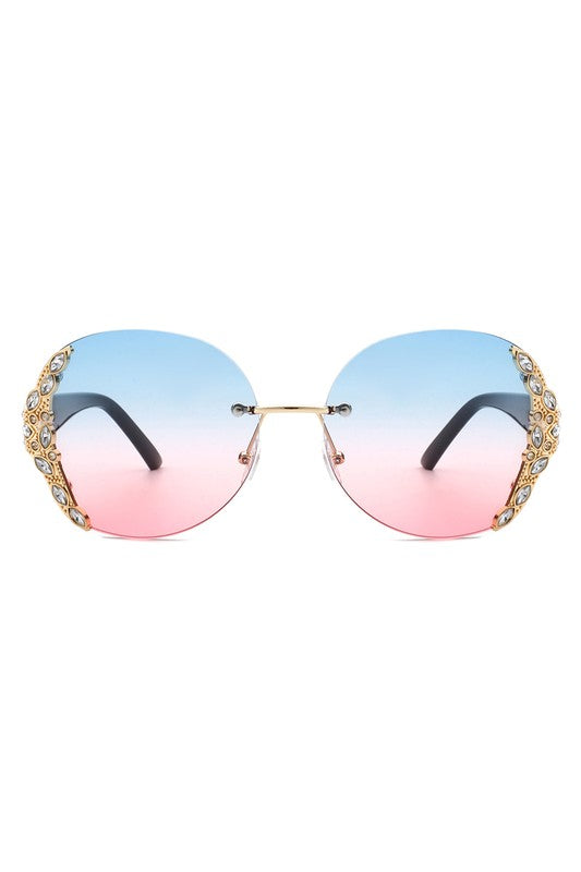 Rhinestone Round Oversized Sunglasses