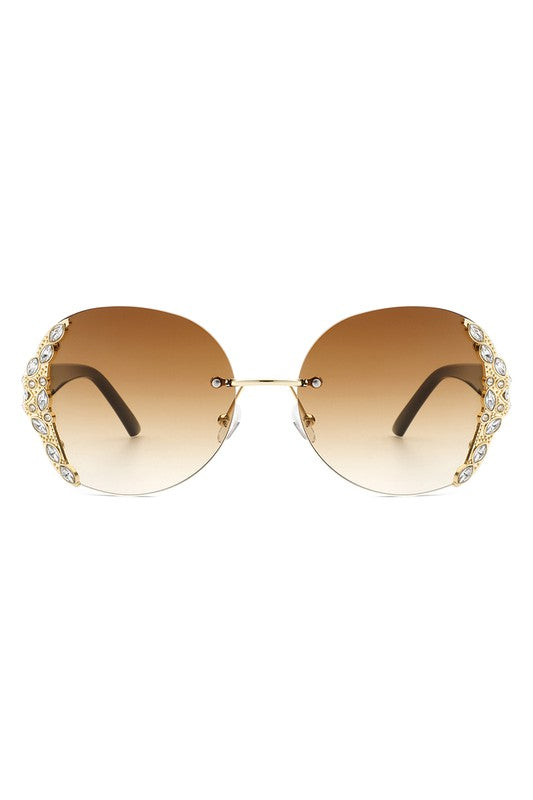 Rhinestone Round Oversized Sunglasses