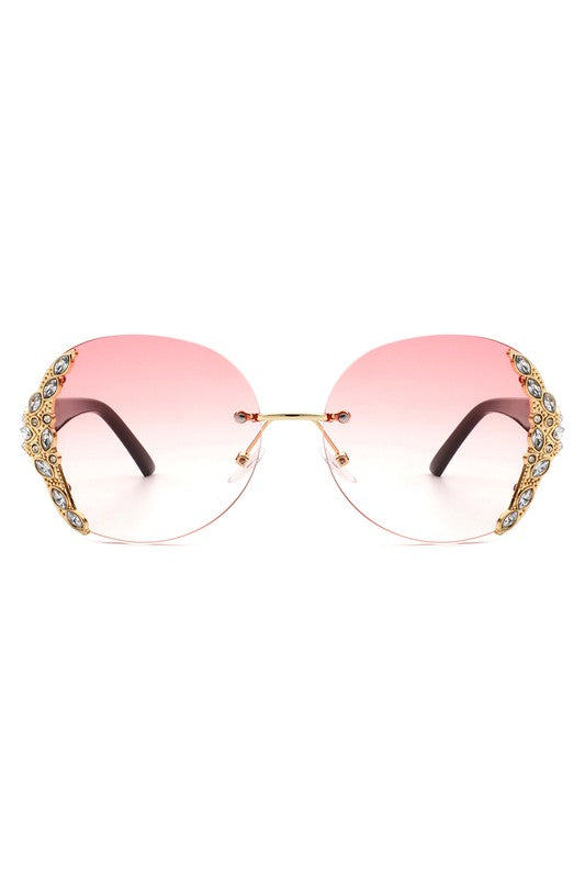 Rhinestone Round Oversized Sunglasses