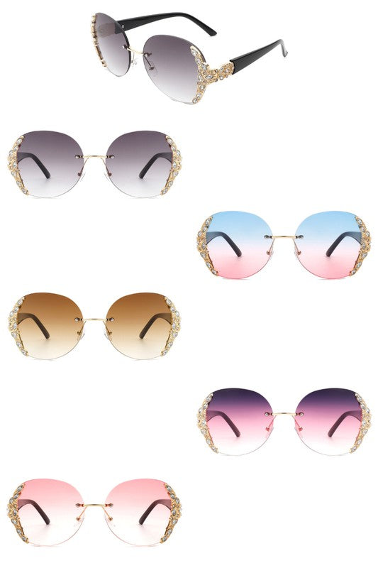 Rhinestone Round Oversized Sunglasses