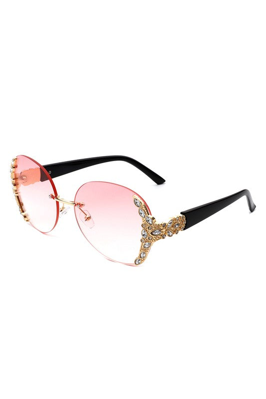 Rhinestone Round Oversized Sunglasses