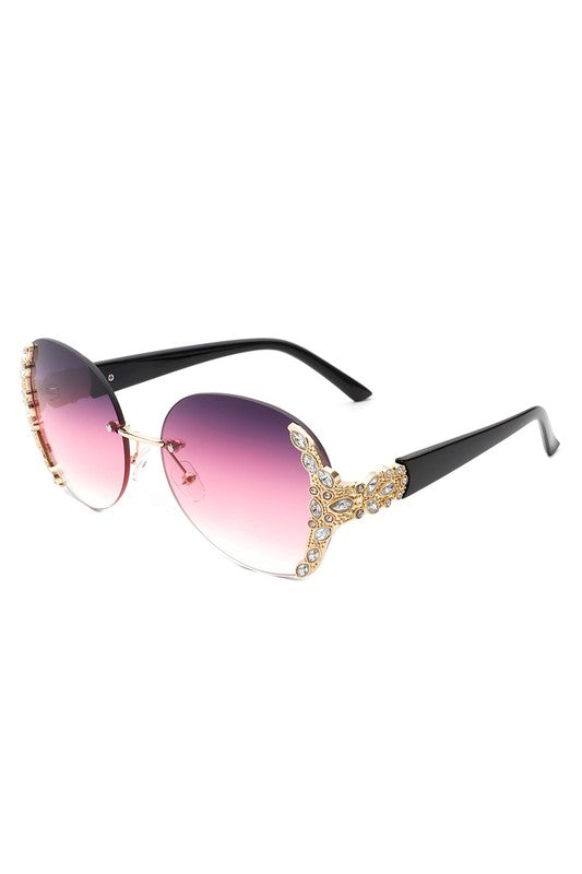 Rhinestone Round Oversized Sunglasses