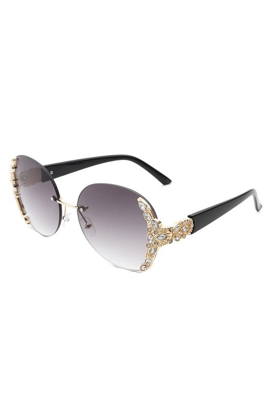 Rhinestone Round Oversized Sunglasses