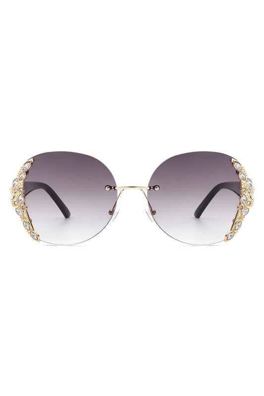 Rhinestone Round Oversized Sunglasses