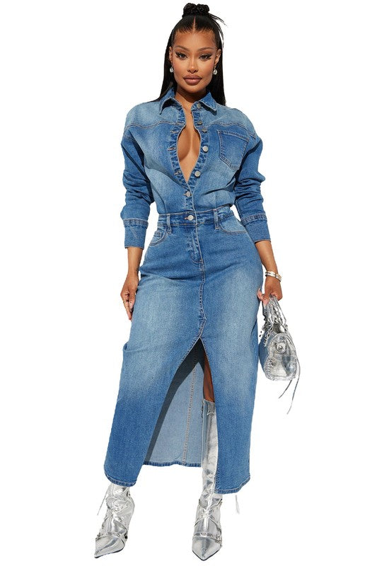 Denim Yee-Haw Maxi Dress