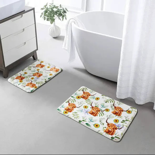 Highland Cow 2 Piece Bath Mat Set