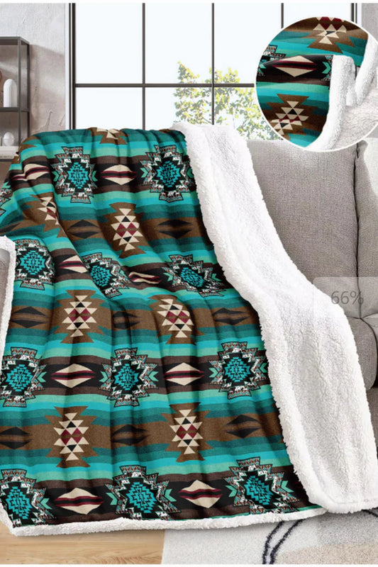 Aztec Queen Sized Sherpa Blanket